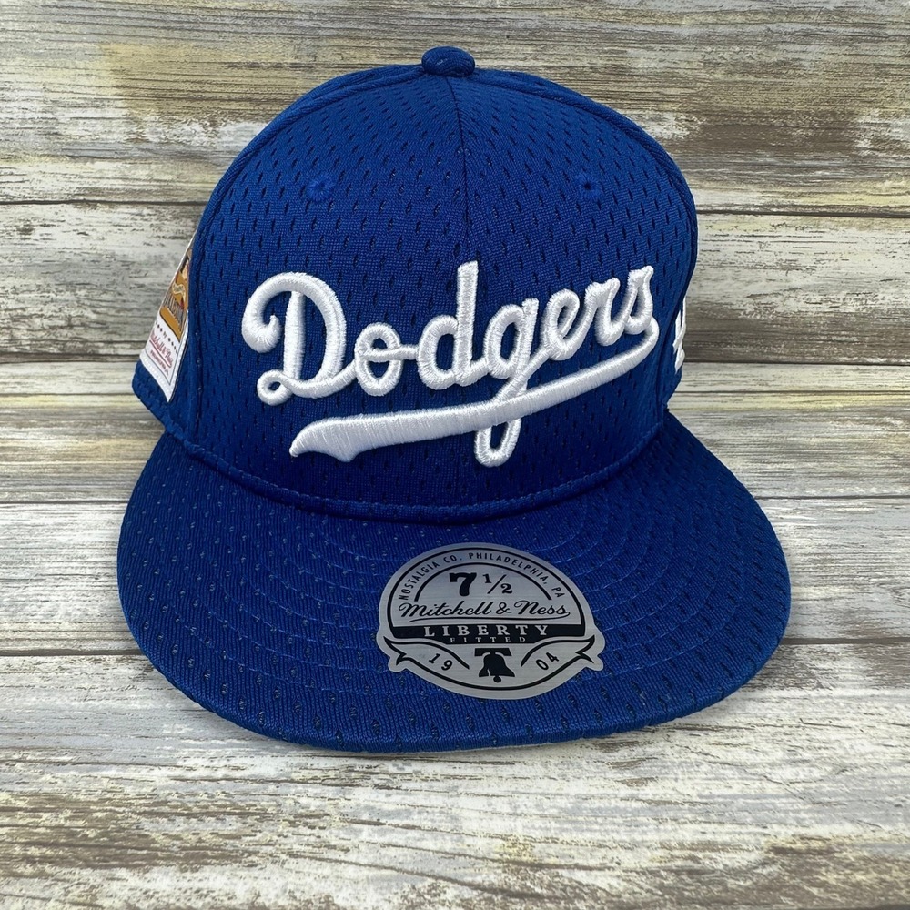 Los Angeles Dodgers Script Hat Cooperstown Mitchell & Ness Fitted Cap 7 1/2